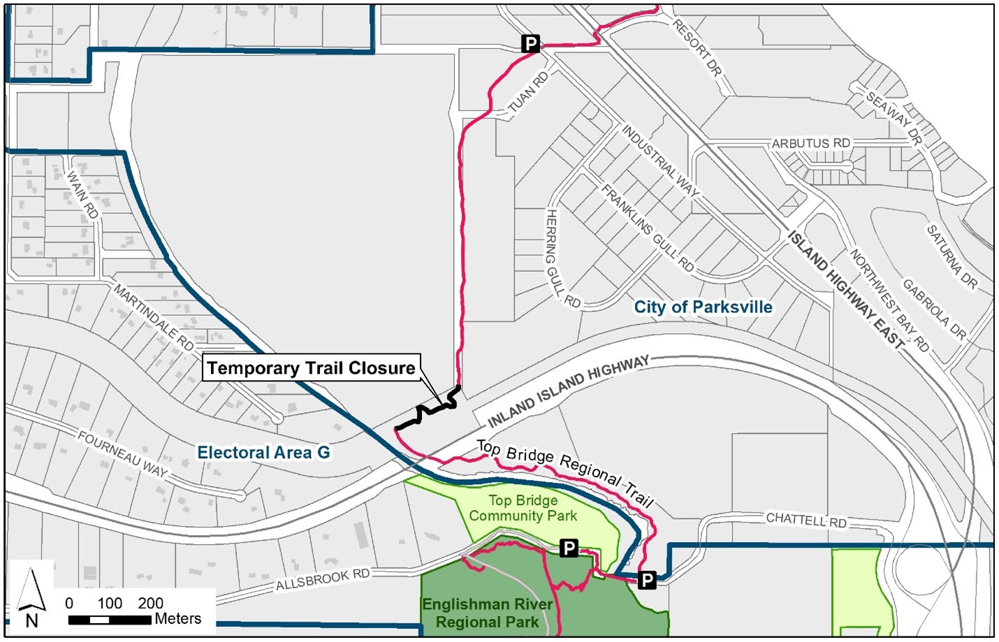 Top Bridge Temporary Closure Map